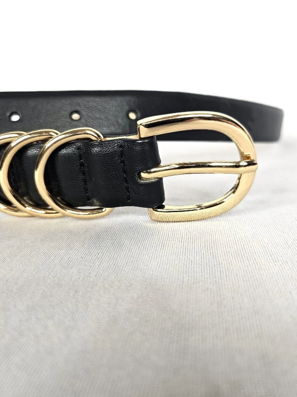 Nine West | Black Gold Triple Ring Belt | Women's M/L Approx